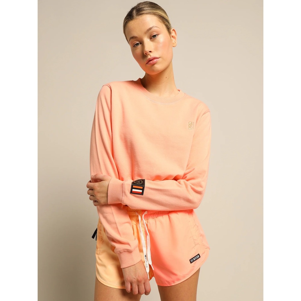 PE Nation Clubhouse Sweater Soft Fiery Coral Pink Sz XS Casual Comfortable Cute